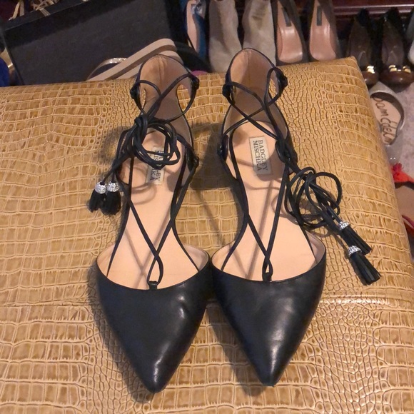 Badgley Mischka Shoes - Badgley Mischka Black Flat Strappy Sandal